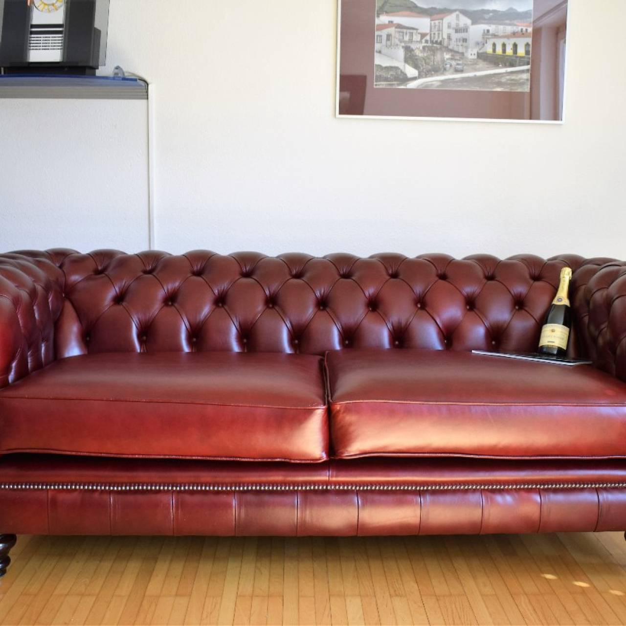 Chesterfield Allingham 3er-Sofa in Leder Heritage Farbe Wine