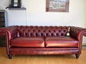 Chesterfield Allingham 3er-Sofa in Leder Heritage Farbe Wine